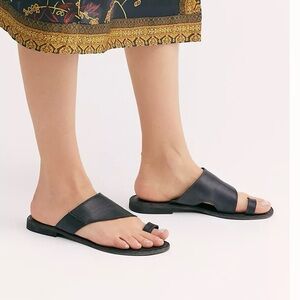 Free People Sant Antoni Leather Slide Sandals in Black Size EU 36/ US6